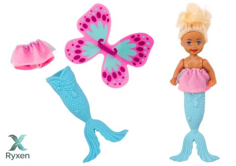 Mini Laleczka 2w1 Syrenka Wróżka Ogon Skrzydła LEAN TOYS