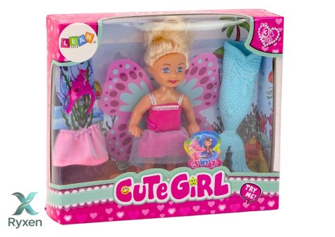 Mini Laleczka 2w1 Syrenka Wróżka Ogon Skrzydła LEAN TOYS