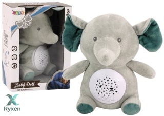 Miś Słonik Usypiający Melodie Światła Projektor Gwiazd Szary LEAN TOYS