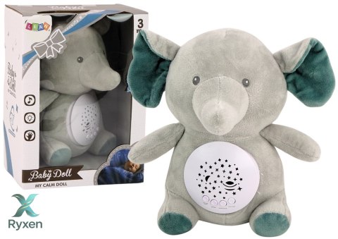 Miś Słonik Usypiający Melodie Światła Projektor Gwiazd Szary LEAN TOYS