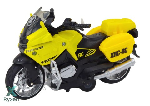 Motocykl Sportowy z Napędem Frykcyjnym 3 Wzory Żółty Pomarańczowy Biały LEAN TOYS