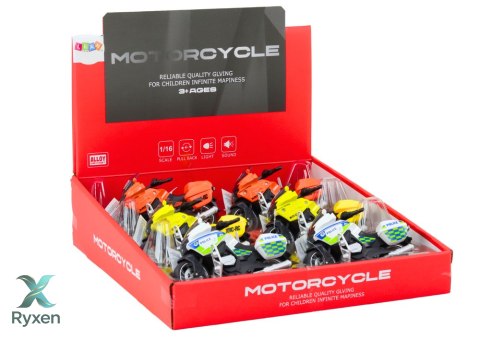 Motocykl Sportowy z Napędem Frykcyjnym 3 Wzory Żółty Pomarańczowy Biały LEAN TOYS