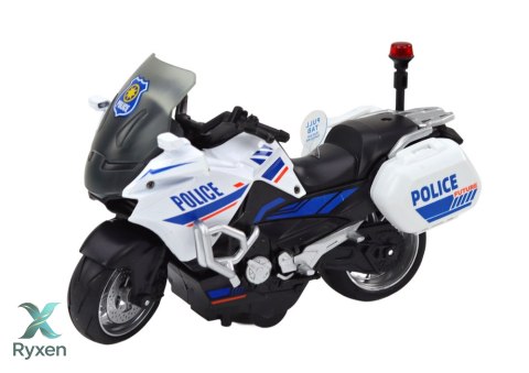 Motocykl Z Napędem Frykcyjnym Skala 1:10 Policyjny Sportowy LEAN TOYS
