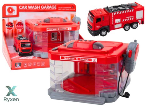 Myjnia Straży Pożarnej Krótkofalówka Światła Dźwięki Woda LEAN TOYS