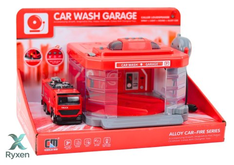 Myjnia Straży Pożarnej Krótkofalówka Światła Dźwięki Woda LEAN TOYS