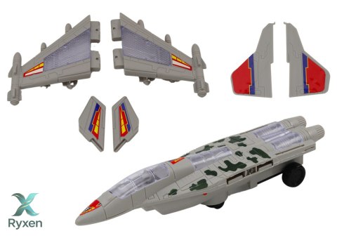 Myśliwiec Militarny F35 Jeżdżący Światła Dźwięki Szary LEAN TOYS