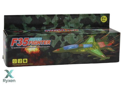 Myśliwiec Militarny F35 Jeżdżący Światła Dźwięki Szary LEAN TOYS