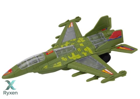 Myśliwiec Militarny F35 Jeżdżący Światła Dźwięki Zielony LEAN TOYS