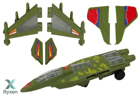 Myśliwiec Militarny F35 Jeżdżący Światła Dźwięki Zielony LEAN TOYS