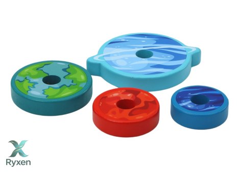 Piramida Sorter Drewniany Układanka Piramidka Planety Kosmos 10 ele. LEAN TOYS