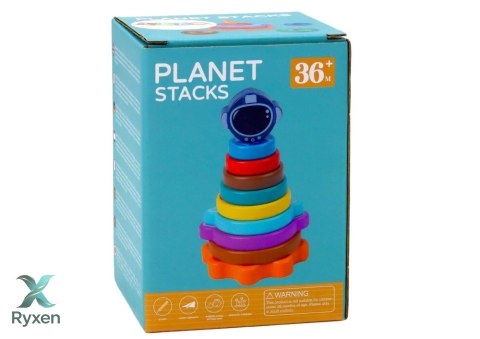 Piramida Sorter Drewniany Układanka Piramidka Planety Kosmos 10 ele. LEAN TOYS