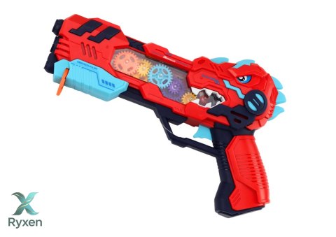 Pistolet Projektor Dinozaur Światła Dźwięki Niebieski Czerwony LEAN TOYS