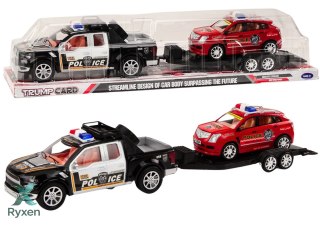 Policyjny Zestaw Auto Pickup Terenowe Laweta Przyczepa Policja LEAN TOYS