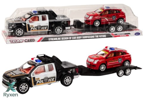 Policyjny Zestaw Auto Pickup Terenowe Laweta Przyczepa Policja LEAN TOYS