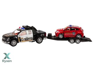 Policyjny Zestaw Auto Pickup Terenowe Laweta Przyczepa Policja LEAN TOYS
