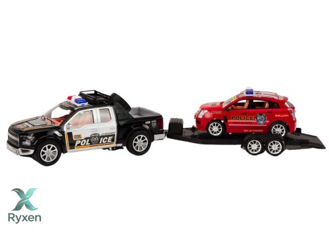Policyjny Zestaw Auto Pickup Terenowe Laweta Przyczepa Policja LEAN TOYS