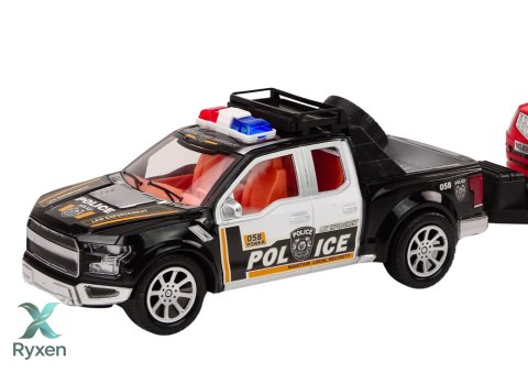 Policyjny Zestaw Auto Pickup Terenowe Laweta Przyczepa Policja LEAN TOYS