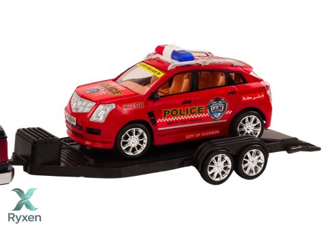 Policyjny Zestaw Auto Pickup Terenowe Laweta Przyczepa Policja LEAN TOYS