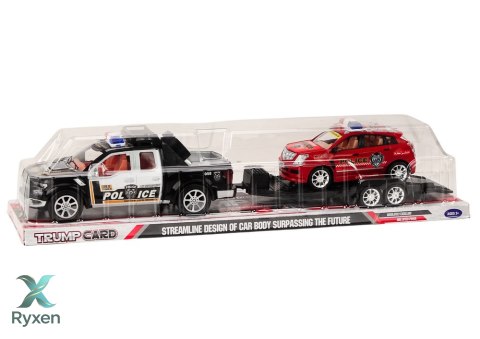 Policyjny Zestaw Auto Pickup Terenowe Laweta Przyczepa Policja LEAN TOYS