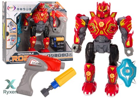 Robot Do Skręcania Broń Wiertarka Śrubokręt Światła Dźwięk Czerwony LEAN TOYS