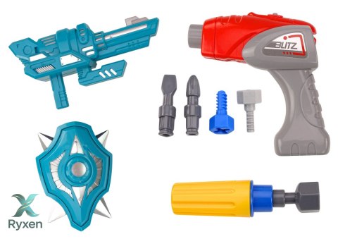 Robot Do Skręcania Broń Wiertarka Śrubokręt Światła Dźwięk Czerwony LEAN TOYS