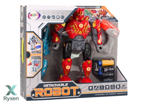 Robot Do Skręcania Broń Wiertarka Śrubokręt Światła Dźwięk Czerwony LEAN TOYS
