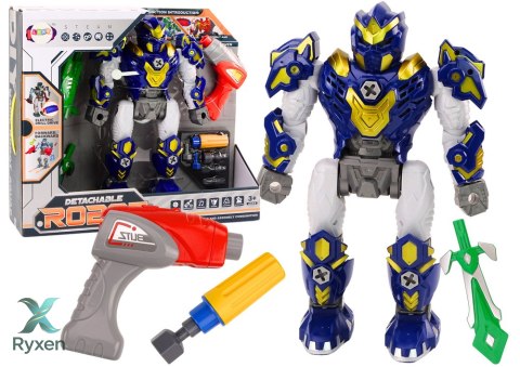 Robot Do Skręcania Broń Wiertarka Śrubokręt Światła Dźwięk Granatowy LEAN TOYS