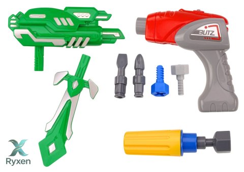 Robot Do Skręcania Broń Wiertarka Śrubokręt Światła Dźwięk Granatowy LEAN TOYS