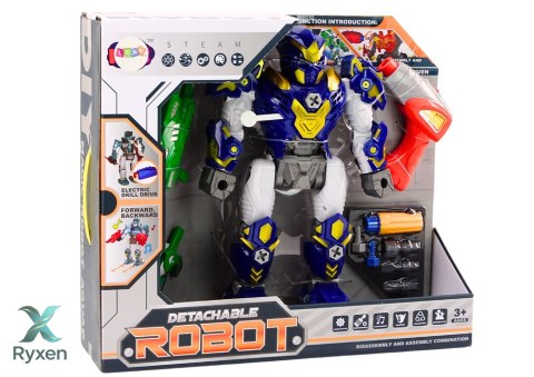 Robot Do Skręcania Broń Wiertarka Śrubokręt Światła Dźwięk Granatowy LEAN TOYS