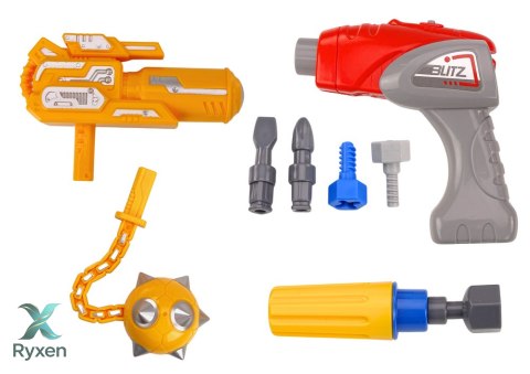 Robot Do Skręcania Broń Wiertarka Śrubokręt Światła Dźwięk Niebieski LEAN TOYS