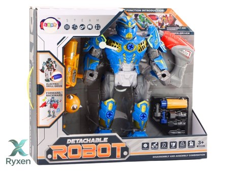 Robot Do Skręcania Broń Wiertarka Śrubokręt Światła Dźwięk Niebieski LEAN TOYS