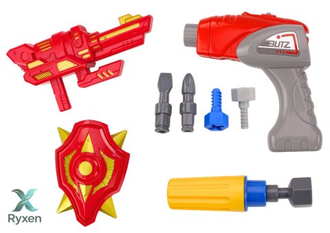 Robot Do Skręcania Broń Wiertarka Śrubokręt Światła Dźwięk Turkusowy LEAN TOYS