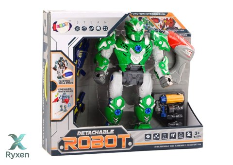 Robot Do Skręcania Broń Wiertarka Śrubokręt Światła Dźwięk Zielony LEAN TOYS