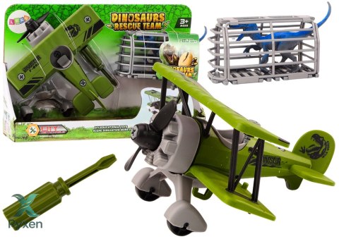 Samolot Awionetka Transport Dinozaurów Klatka Rozkręcany Zielony LEAN TOYS