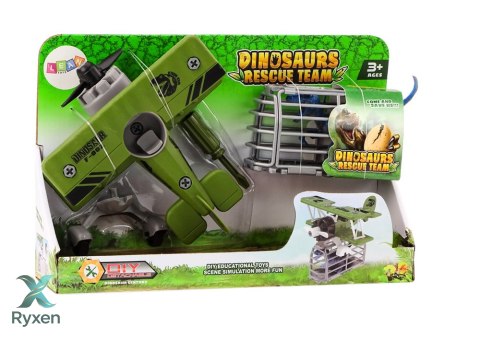 Samolot Awionetka Transport Dinozaurów Klatka Rozkręcany Zielony LEAN TOYS