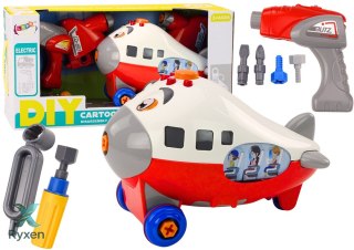 Samolot Kreskówkowy Do Skręcania Skrzydła DIY Czerwony LEAN TOYS
