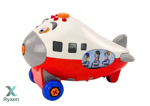 Samolot Kreskówkowy Do Skręcania Skrzydła DIY Czerwony LEAN TOYS