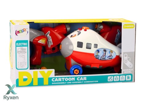Samolot Kreskówkowy Do Skręcania Skrzydła DIY Czerwony LEAN TOYS