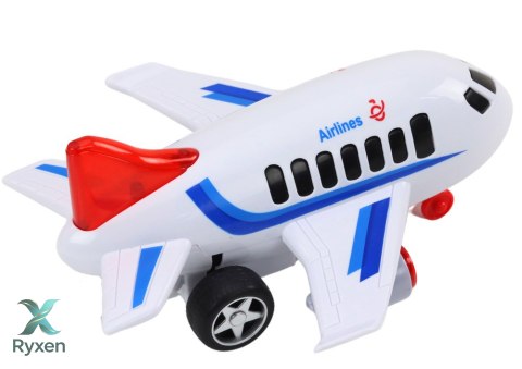 Samolot Pasażerski Światła Dźwięki Napęd Biały LEAN TOYS