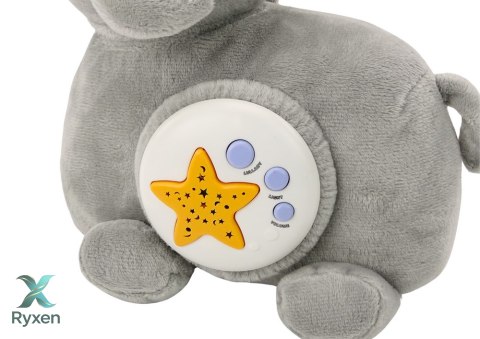 Słonik Pluszowy Projektor Usypiacz Słoń Szary Przytulanka Gwiazdy Melodie LEAN TOYS