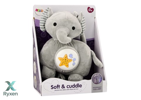 Słonik Pluszowy Projektor Usypiacz Słoń Szary Przytulanka Gwiazdy Melodie LEAN TOYS