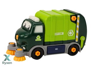 Śmieciarka Kreskówkowa Do Skręcania Ruchoma DIY Zielony LEAN TOYS