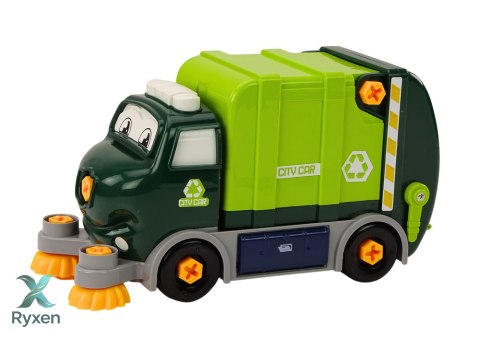 Śmieciarka Kreskówkowa Do Skręcania Ruchoma DIY Zielony LEAN TOYS