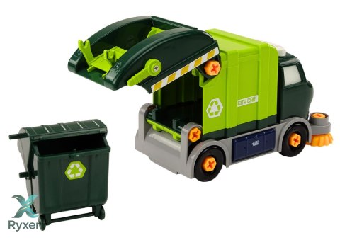 Śmieciarka Kreskówkowa Do Skręcania Ruchoma DIY Zielony LEAN TOYS