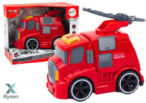 Straż Pożarna Wóz Strażacki Armatka Dźwięki Światła Napęd Czerwony LEAN TOYS