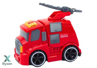 Straż Pożarna Wóz Strażacki Armatka Dźwięki Światła Napęd Czerwony LEAN TOYS