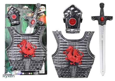 Strój Kostium Samuraja Rycerza Zestaw Zbroja Miecz Nadgarstnik LEAN TOYS