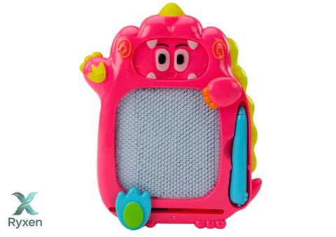 Tablica Do Rysowania Gra Kieszonkowa 2w1 Dinozaur Różowy LEAN TOYS