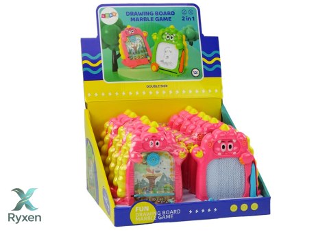 Tablica Do Rysowania Gra Kieszonkowa 2w1 Dinozaur Różowy LEAN TOYS