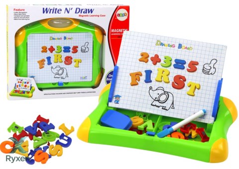 Tablica Edukacyjna Magnetyczna Literki Cyferki Pisak Gąbka LEAN TOYS